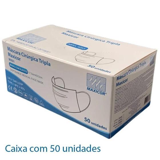 Imagem de Caixa 50 Unidades Máscaras Proteção Descartável Tripla