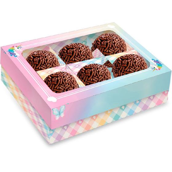 Imagem de Caixa 6 Bombons Retangular com Visor - Unicornio - 1 unidade - Festcolor - Rizzo