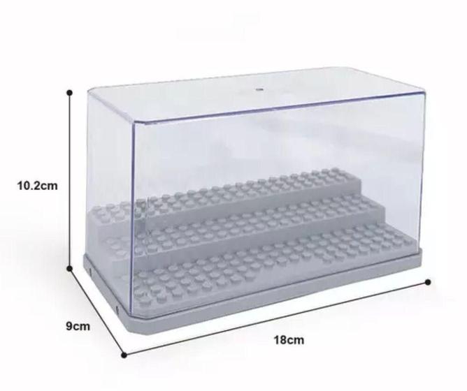 Imagem de Caixa Acrílica Exposição Bonecos Blocos De Montar Cinza