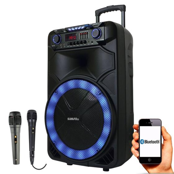 Caixa Amplificada Sumay Thunder X 1000w - com 2 Microfones Menor preço em Caixa Amplificada Sumay Thunder X 1000w - com 2 Microfones