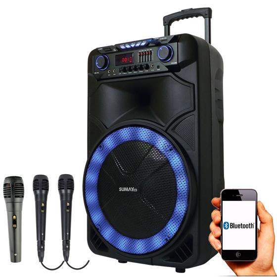 Caixa Amplificada Sumay Thunder X 1000w - com 3 Microfones Menor preço em Caixa Amplificada Sumay Thunder X 1000w - com 3 Microfones