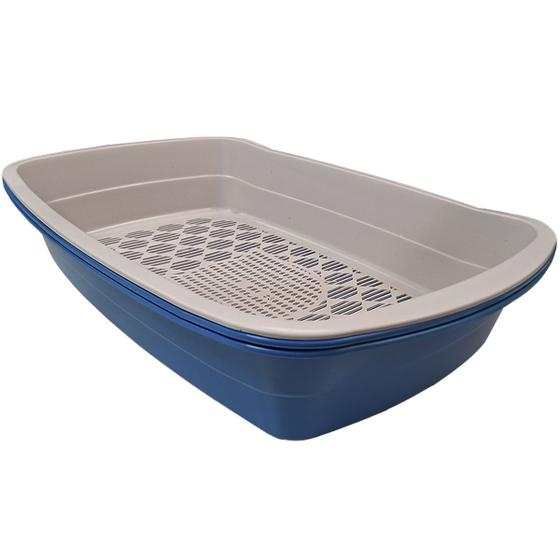 Imagem de Caixa Areia Banheiro Small Higiênico Sanitário Gato Peneira 2 Bandejas Pequeno Plástico Mec Pet