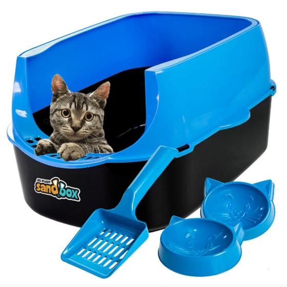 Imagem de Caixa Areia Gatos Banheiro Sandbox Furba C/ Acessórios Azul