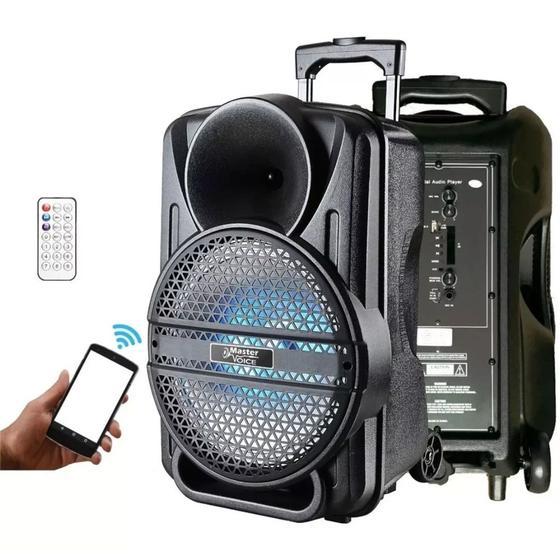 Imagem de Caixa Ativa 12" Mv12 120w Master Voice Bluetooth Com Bateria Bluetooth USB Amplificada Multiuso