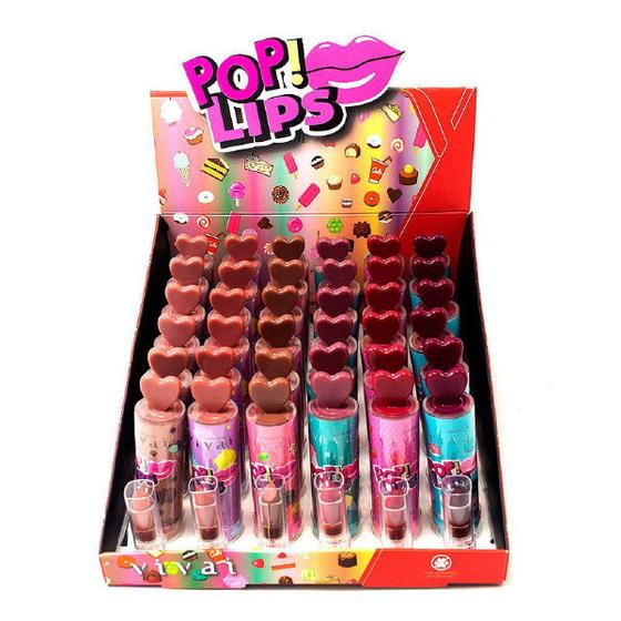 Imagem de Caixa Box 36 Batom Bastão Pop Lips Matte De Amor Vivai