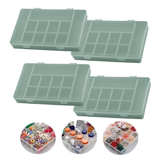 Imagem de Caixa Box Organizador G com Tampa e Divisória Kit com 4