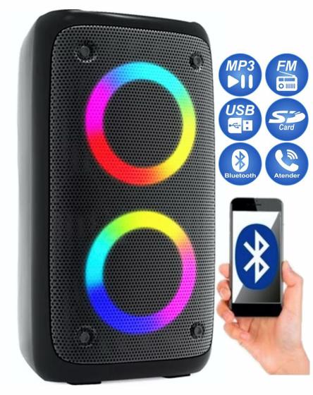 Imagem de Caixa Caixinha Som Portátil Bluetooth Fm Usb Sd Led Bateria