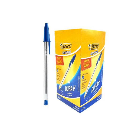 Imagem de Caixa Caneta Bic Cristal 50un Ponta 1.0 Média Clássica  Dura Mais 