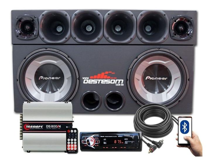 Imagem de Caixa Carro Som Taramps 2 Pioneer Bluetooth Corneteira Sub