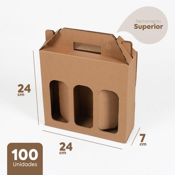 Caixa Cerveja para 3 Unidades em Papelão C 24 x L 7 x A 24 cm - Pacote ...