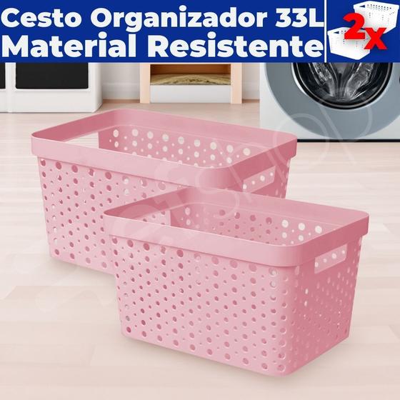 Imagem de Caixa Cesto Organizador Multiuso Rattan S/ Tampa 33 Litros (46x34x24)