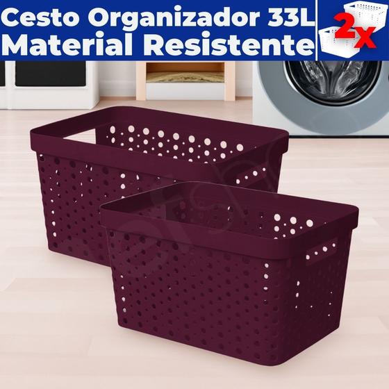 Imagem de Caixa Cesto Organizador Multiuso Rattan S/ Tampa 33 Litros (46x34x24)