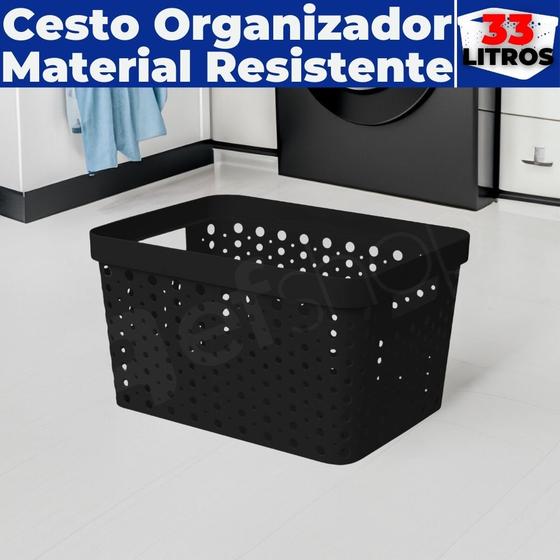 Imagem de Caixa Cesto Organizador Multiuso Rattan S/ Tampa 33 LITROS (46x34x24)