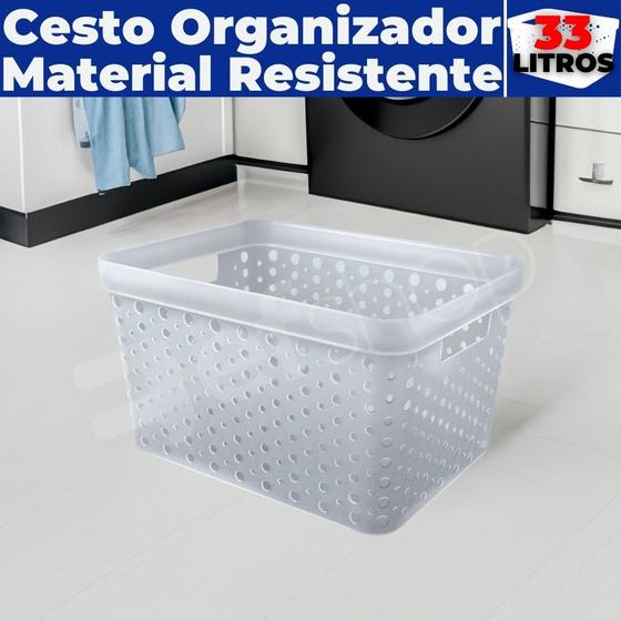 Imagem de Caixa Cesto Organizador Multiuso Rattan S/ Tampa 33 LITROS (46x34x24)