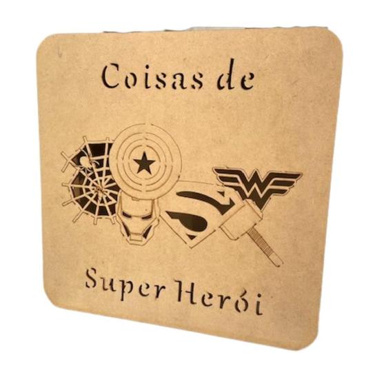 Imagem de Caixa Coisas de super heroi 25x25 cm - MDF à laser