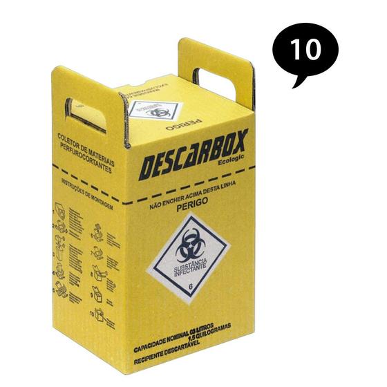 Imagem de Caixa Coletora Perfurocortante Amarela 03 Litros (DESCARBOX) - 10 Unidades