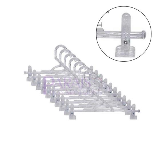 Imagem de Caixa com 100 Cabides para Saia Transparente com Presilha  Organização e Praticidade