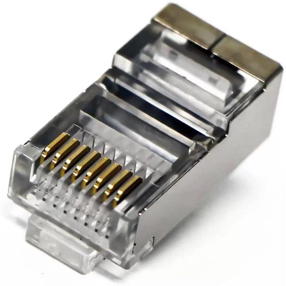 Caixa com 100 conectores RJ45 Blindado / CAT6 - Exbom Menor preço em Caixa com 100 conectores RJ45 Blindado / CAT6 - Exbom