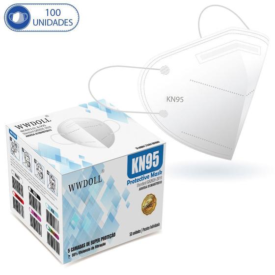 Caixa com 100 Unidades de Máscaras Kn95 Brancas WWDoll para Menor preço em Caixa com 100 Unidades de Máscaras Kn95 Brancas WWDoll para