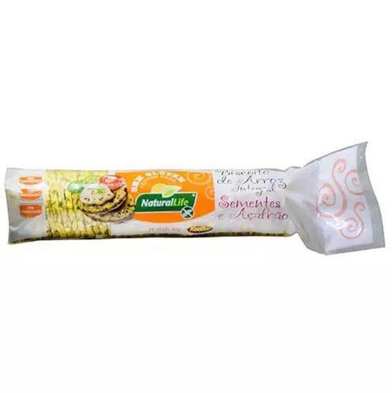 caixa com 12 Biscoito de Arroz Integral com Sementes e AçafrãoNatural Life 80g Menor preço em caixa com 12 Biscoito de Arroz Integral com Sementes e AçafrãoNatural Life 80g