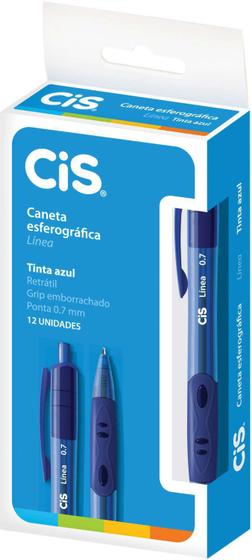 Imagem de Caixa com 12 Canetas retratil Cis Linea 0.7mm Azul Sertic