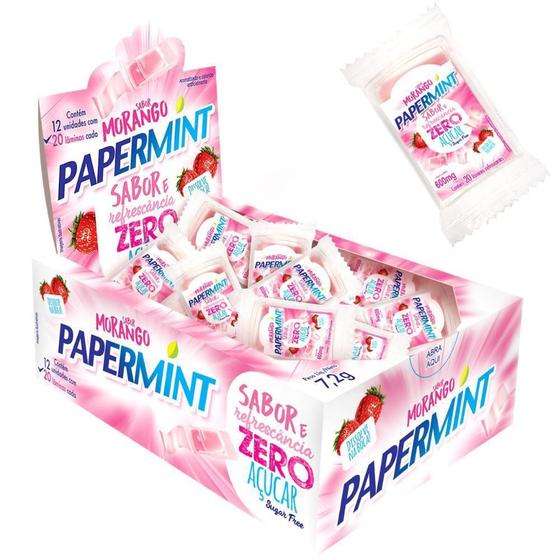 Imagem de Caixa Com 12 Unidades Paper Mint Lâminas Refrescante para Hálito beijo Sem Açúcar Sabor: Extra Forte