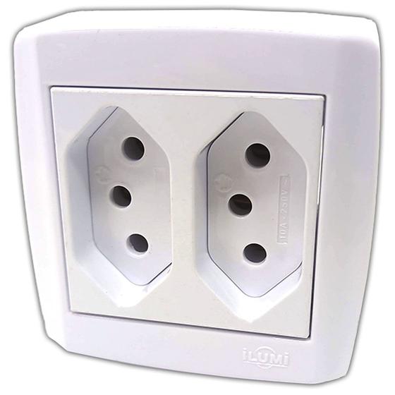 Imagem de Caixa com 2 Tomadas 10a Monobloco de Sobrepor Slim Box Sistema X de Parafusar