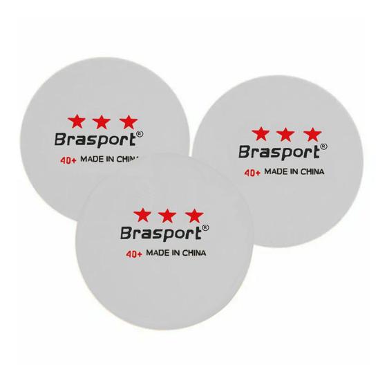 Imagem de Caixa Com 3 Bolas Para Tênis De Mesa  Gold Sports  Brasport  3 Estrelas - Branco