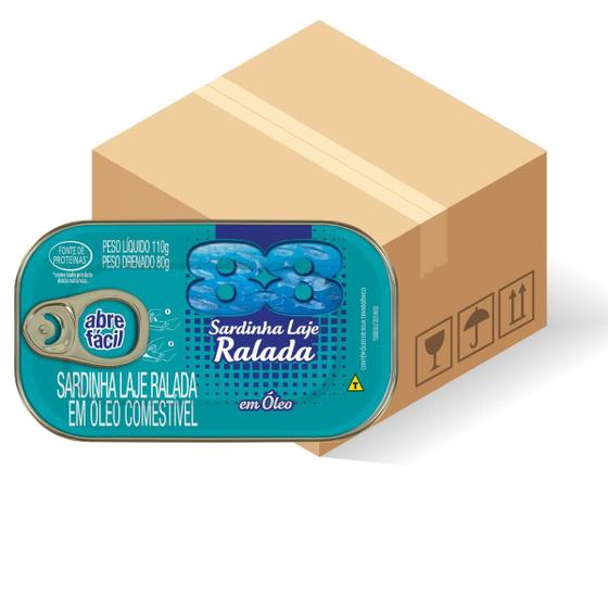 Imagem de Caixa Com 50 Sardinha Kit Laje Ralada Em Óleo 88 Lata 80G