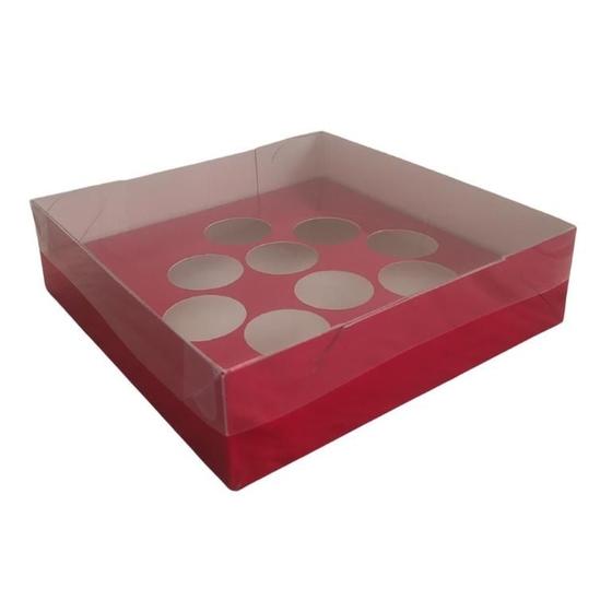 Imagem de Caixa Com Berço Coração Vermelho Para 9 Doces K150 Com 10 Unidades