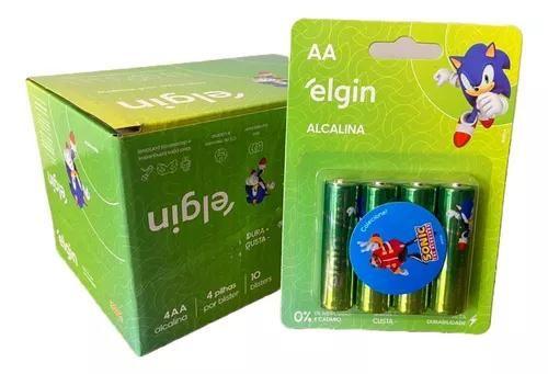 Imagem de Caixa com Pilhas AA 1,5V Alcalina Elgin 10 Cartelas com 04 UN total 40 pilhas