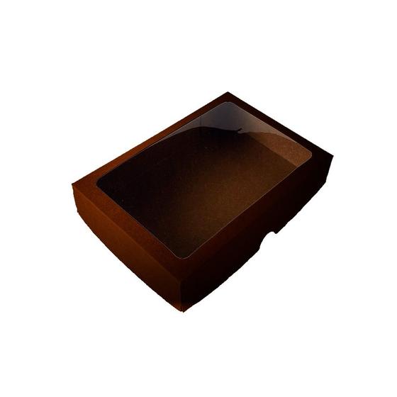 Imagem de Caixa com Visor S18 (11,5cm x 15,5cm x 3,5cm) Marrom - 10 unidades - Assk - Rizzo