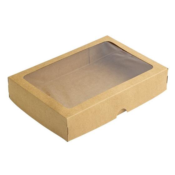 Imagem de Caixa com Visor S4 (14cm x 20cm x 4cm) Kraft 10 unidades Assk Rizzo Embalagens