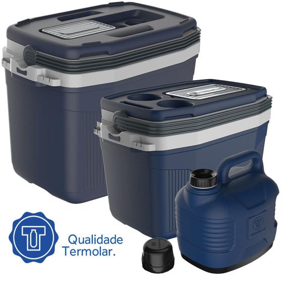 Imagem de Caixa Cooler Térmico Azul 20 e 32 Litros Azul com Garrafão 5L Termolar