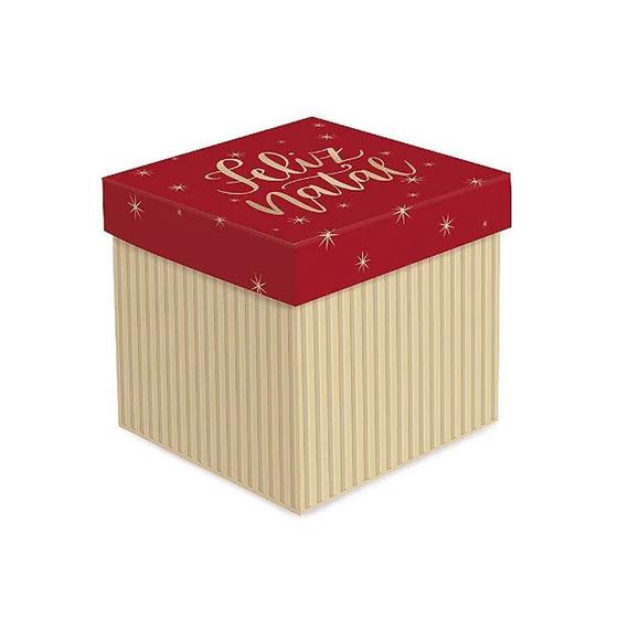 Imagem de Caixa Cubo com Relevo - Feliz Natal -1 unidade - Tamanho: P