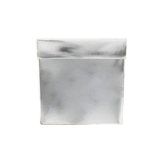 Imagem de Caixa Cubo Para Presente Metalizada com Textura Prata 10x10x10cm   - 10 unidades - ASSK - Rizzo