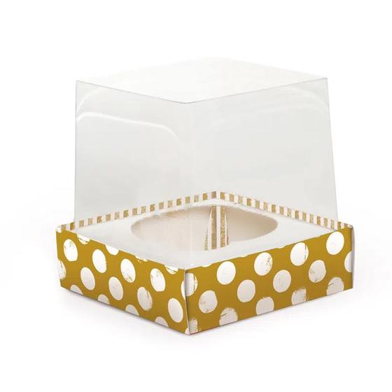 Imagem de Caixa CupCake Com Tampa Transparente Com 1 Cavidade - (9 x 9 x 9 cm) Shine - 6 unidades - Cromus - Rizzo