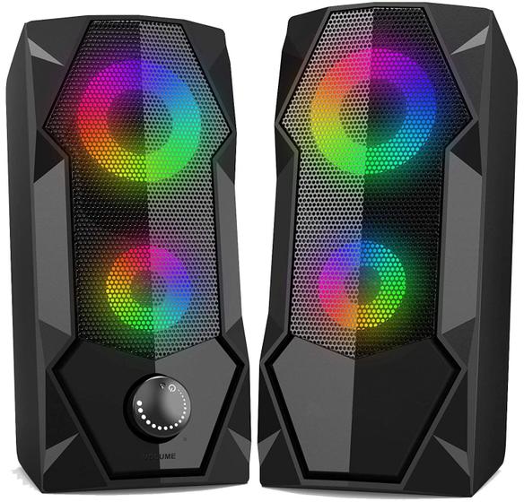 Imagem de Caixa d Som Gamer Led Rgb Subwoofer Pc Computador P2 12w Rms