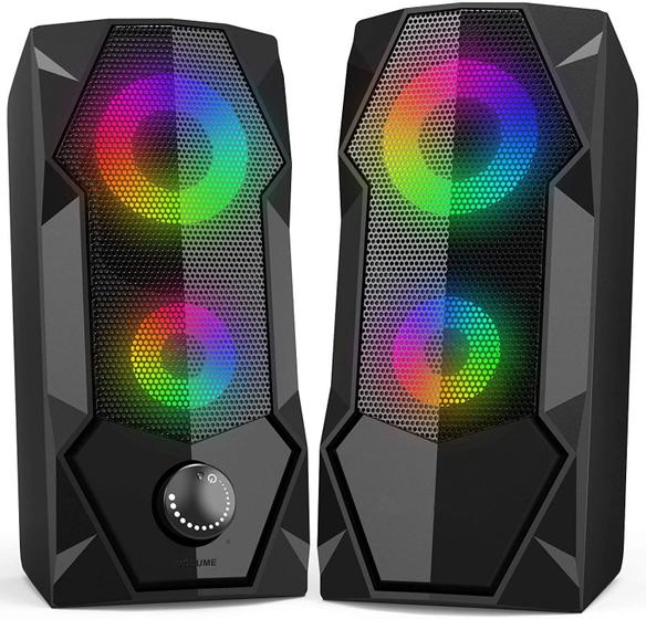 Imagem de Caixa d Som Gamer Led Rgb Subwoofer Pc Computador P2 20w Rms