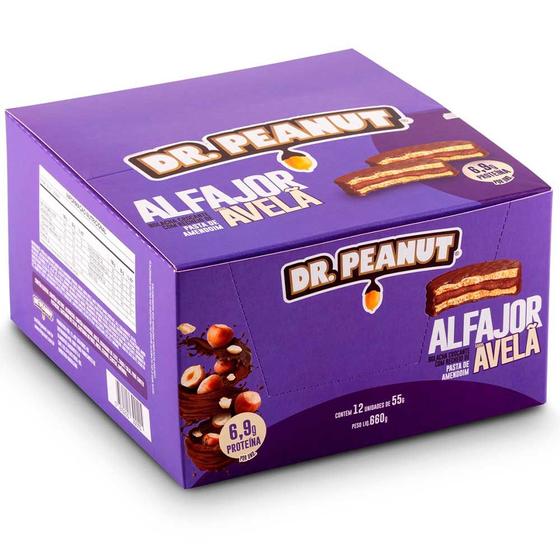 Imagem de Caixa de Alfajor Com Whey Protein - 12 un / 55g cada - Todos Sabores - Dr Peanut