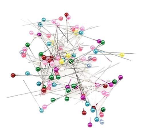 Imagem de Caixa de Alfinete Cabeça Plástica Colorida Com 100 Unidades