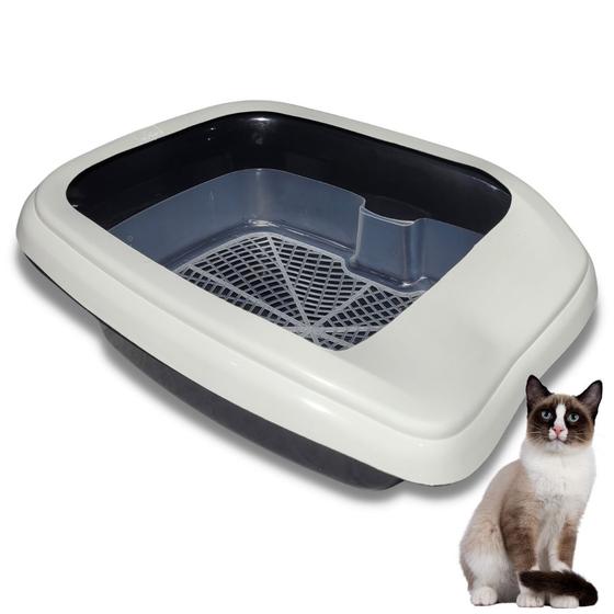 Imagem de Caixa De Areia Furba Banheiro De Gato C/ Borda Com 2 Comedouros E Pá