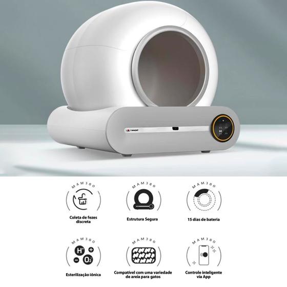 Imagem de Caixa de Areia Inteligente Automático Para Gatos Anti Odor C/ APP Sensor 65