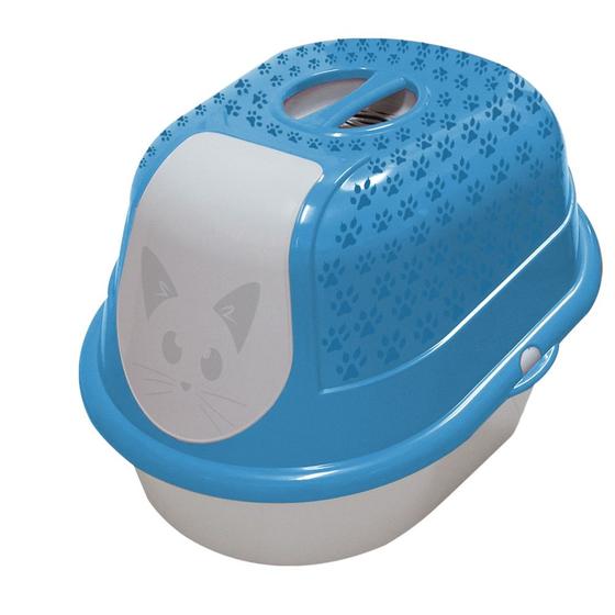 Imagem de Caixa de Areia Toalete Banheiro Fechado para Gato Cat Azul