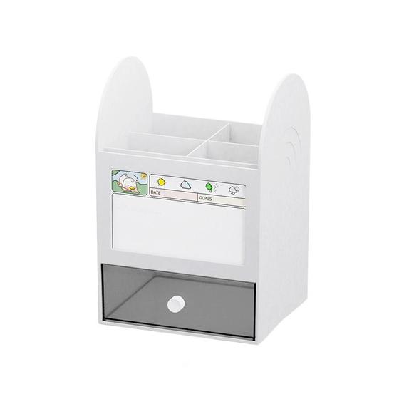 Imagem de Caixa de Armazenamento de Papelaria Transparente - Design de Desenho Animado para Estudantes