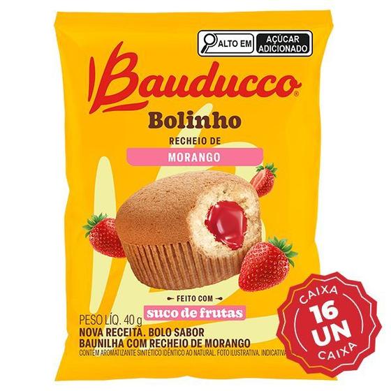Imagem de Caixa De Bolinhos Bauducco com Recheio de Morango 16x40g