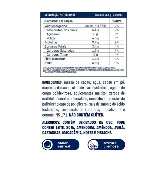 Caixa de bombom de marshmallow 70 cacau zero adição de açúcares (41 Kcal por unidade) 18
