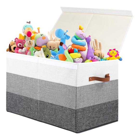 Imagem de Caixa de Brinquedos Mayniu Large 83L com Divisórias - Cinza Gradiente