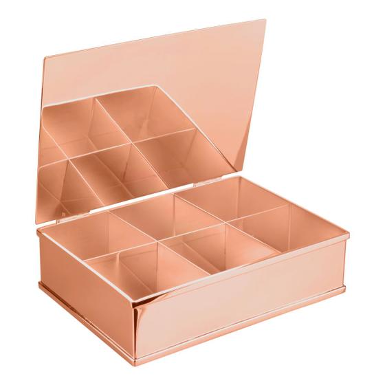 Imagem de Caixa de Chá com 6 Divisões Cobre