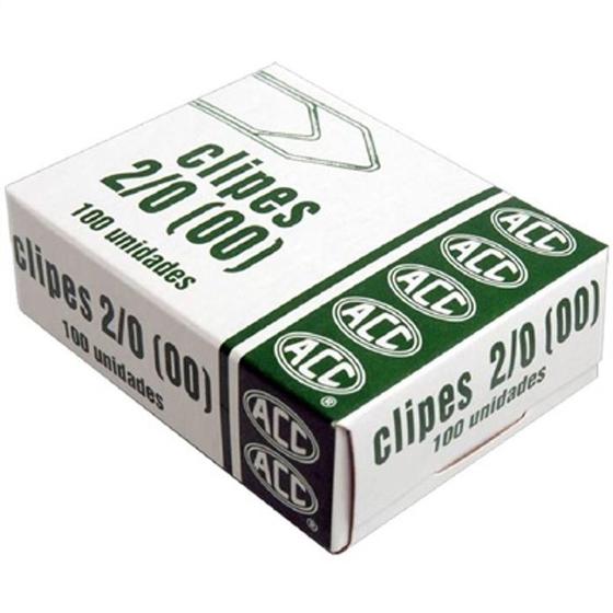 Caixa de Clips Nº 2/0 Aço Galvanizado com 100 unidades ACC Clips Magazine Luiza
